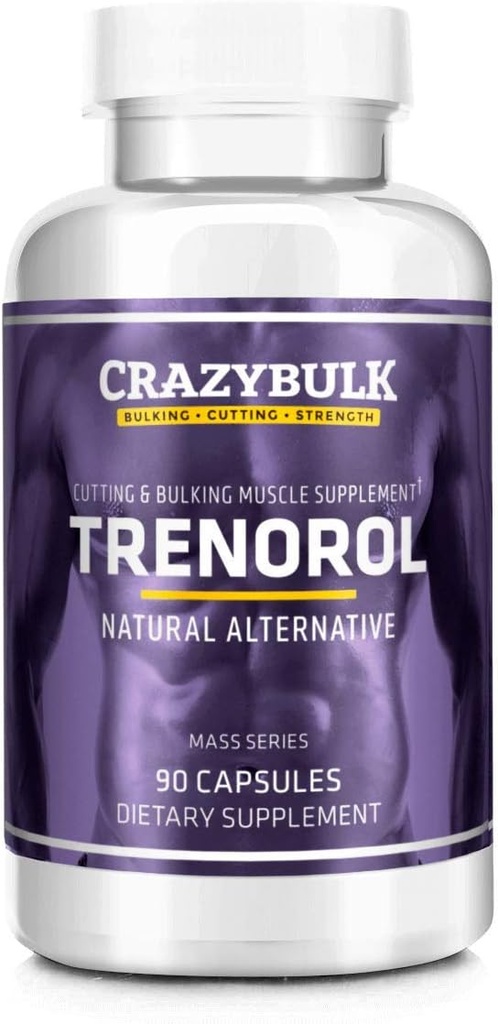 Integratore naturale di culturismo Trenorol per guadagni muscolari di massa, fasi di taglio e di carica, resistenza e condizionamento (90 capsule)