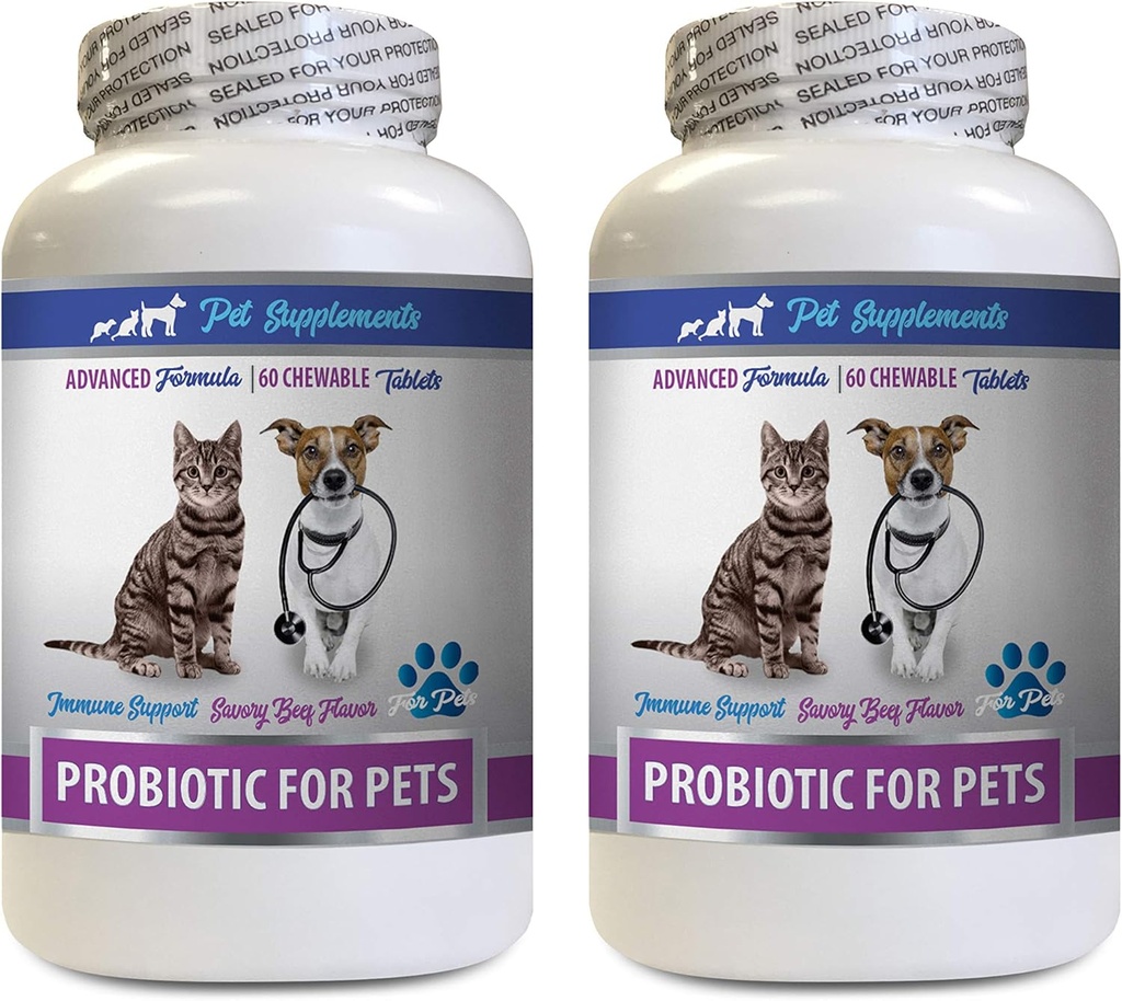 cat Bad Trattamenti Respiranti - PROBIOTICS per Animali - Cani Gatti - Bad Gas and Breath Treats - Advanced Immune Boost - Migliori probiotici per Gatti - 2 Bottiglie (120 Trattati)
