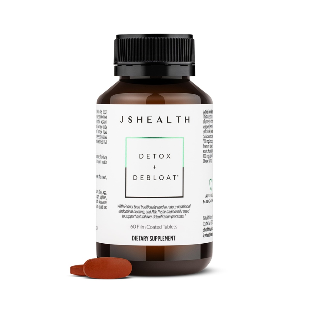 JSHealth Vitamins Detox and Debloat Liver Health Formula | Pills Liver Detox | Debloating Formula con latte Thistle, Turmeric, Fennel | Liver Cleanse Supplement (60 compresse)