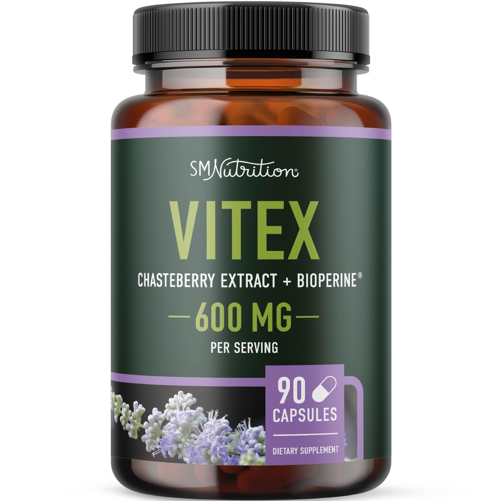 Vitex Chasteberry Supplement 600mg | Agnus Castus for Women's Hormone Balance, Menopause, Regolarità Menstruale e Acne ormonale* | Certificato senza glutine, Vegetariano | 90 capsule, 3-Month Alimentazione