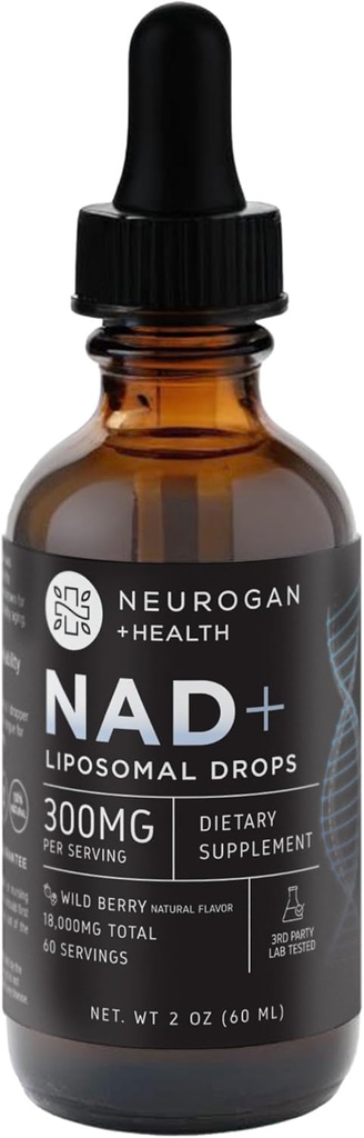 Neurogan NAD+ Gocce Liposomali - 300mg Per Serving, 18.000mg Totale - Integratori di Gocce Liquide - Integratore di Supporto Cellulare e Immune NAD - Nicotinamide Dinucleotide Adenina per Donne & Uomini