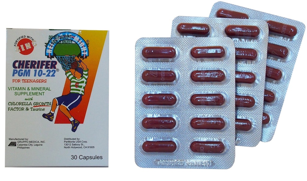 CHERIFER capsula con zinco, doppio clorella fattore di crescita & Taurina PGM 10-22 (30 capsule)