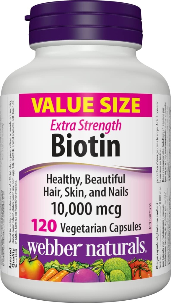 Webber Naturals Biotin Extra Forza 10.000 mcg, 120 capsule
