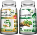 GreeNatr Premium Bundle for Holistic Well-Being: Organic Ashwagandha Capsules, con pepe nero per Stress Relief, Plus Ginseng + Ginkgo Biloba Tablets, un Booster di energia tradizionale.