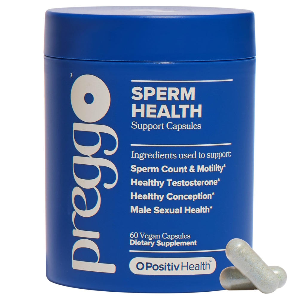 O Positiv Preggo Sperm capsule di salute per gli uomini - OBGYN-Formulato per il miglior conteggio di sperma & Motilità con Tongkat Ali, NAC, Alpha Lipoic Acid – Maschio salute riproduttiva, 60 conte (Pack of 1)
