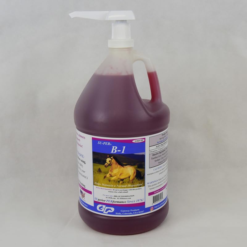 SU-PER B-1 cavallo calmante supplemento - Equine vitamina B-1 supporto cavallo calmante liquido - Appetite Booster supplemento per cavalli - 1 gallina + pompa, 4 mesi di alimentazione