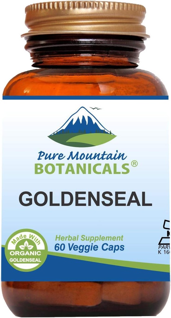 Pure Mountain Botanicals Goldenseal Capsule - Kosher Vegan Caps con 250mg Organic Goldenseal Root Supplemento