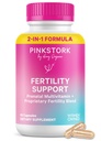 Integratori di fertilità della cicogna rosa per le donne | 2-in-1 Supporto di concezione con Inositol, Vitex & Vitamins | Regolarità del ciclo, equilibrio dell'ormone e benessere riproduttivo | 60 capsule