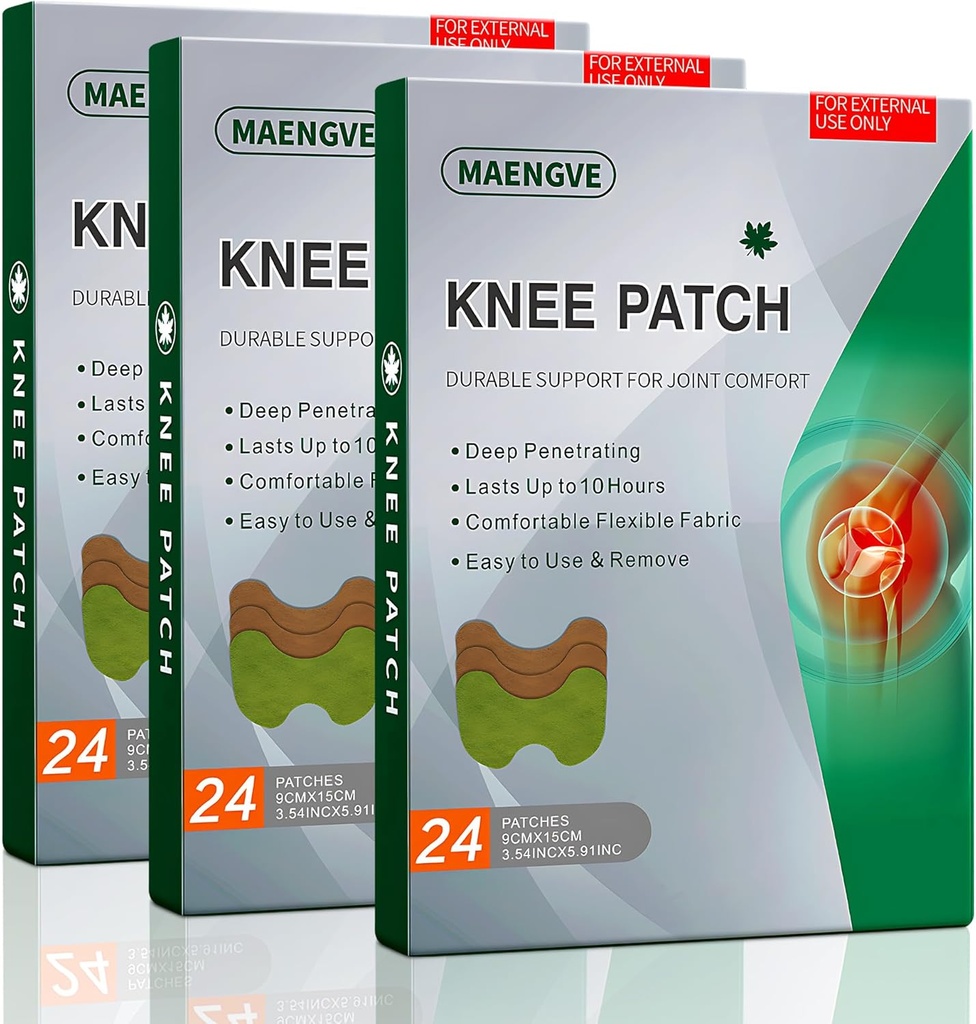 Knee Patch 72 Pcs, per il sollievo del dolore del muscolo in articolazioni, collo e spalle, a lungo increspature del ginocchio