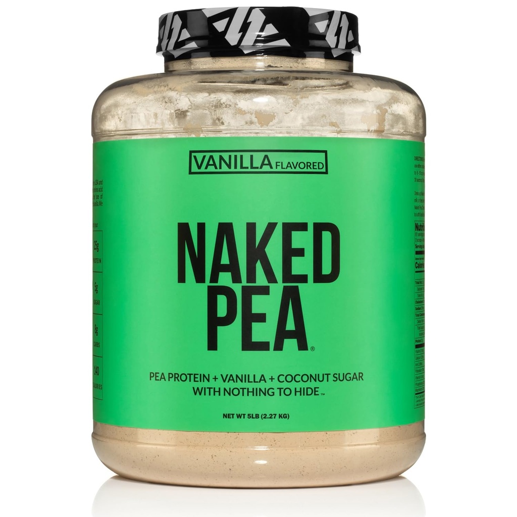 NAKED Pea - Vanilla Pea Protein - Pea Protein Isolate da North American Farms - 5lb Bulk, Plant Based, Vegetariano & Vegan Protein. Facile da digerire, Non OGM, Senza glutine, Senza lattosio, Soy Free