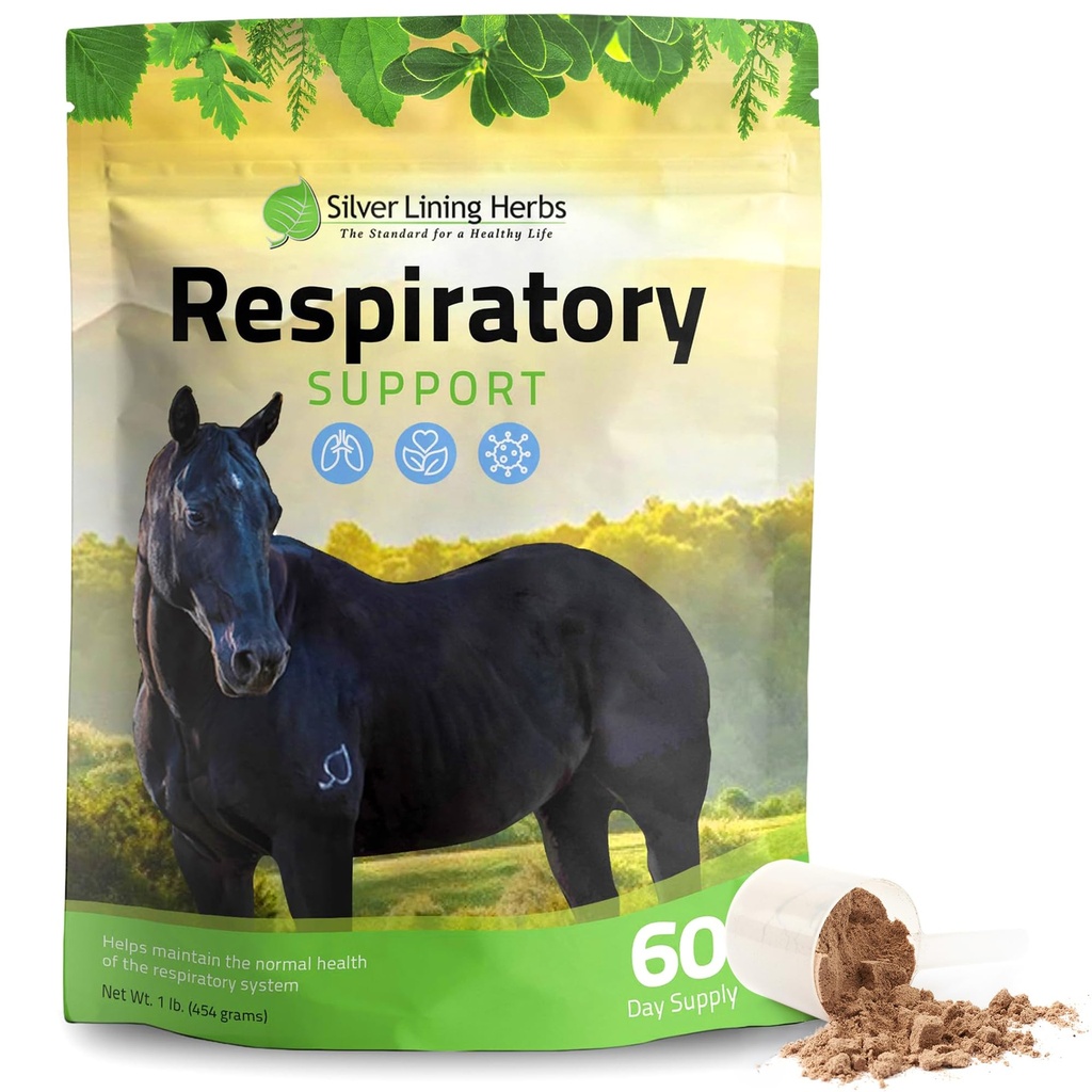 Silver Lining Herbs Respiratory Support Supplemento per Cavalli - Integratori di cavalli per la pulizia polmonare e la salute respiratoria - Grande per la funzione polmonare, Respirare e Clear Airways - 1 lb 60-Day Supply