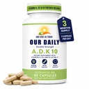 Le nostre Vite Quotidiane ADK 10 Doppio Forza (10.000 iu) Vitamine A1, D3 & K2 (come MK7) - Integratore di Supporto per Sistema Immune Formulato Medico - Gluten Free, Non OGM - 90 Capsule Vegetariani