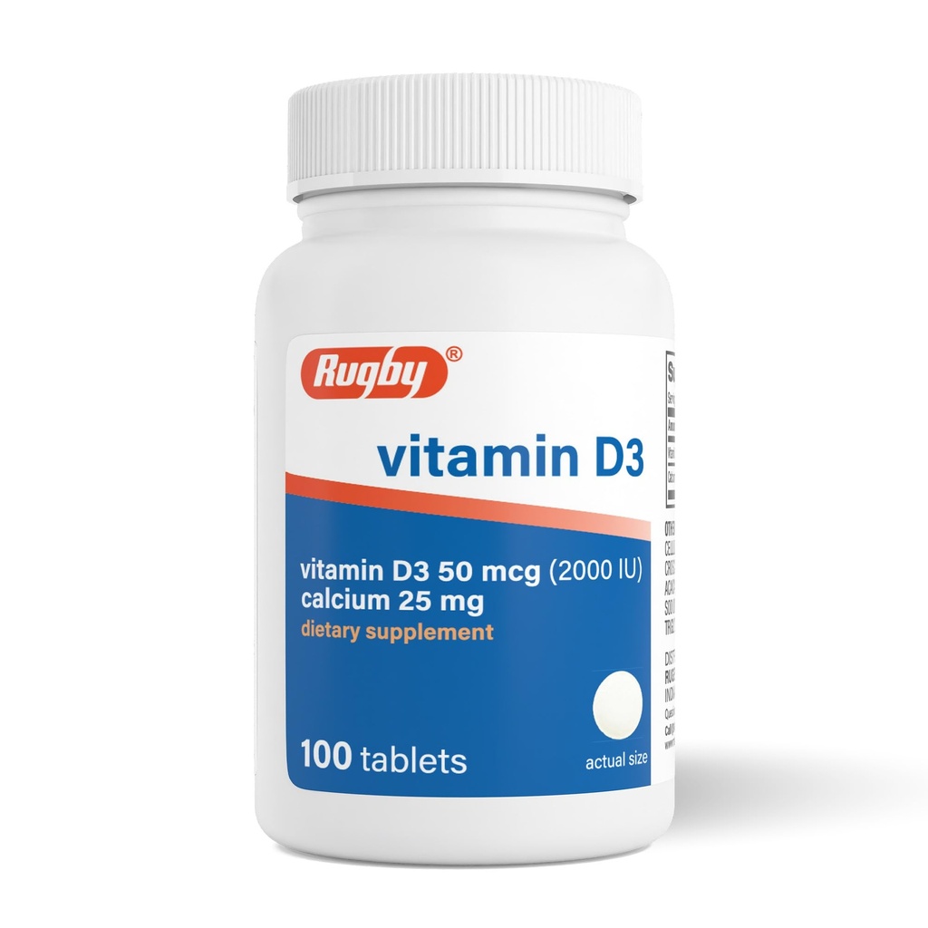 Vitamina D3 2000 IU (50 mcg) - Integratore alimentare giornaliero senza glutine per Bone, denti e salute immuni 100 compresse
