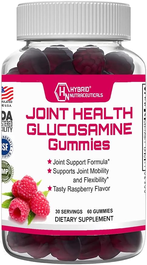Ibrido Nutraceuticals Joint Health Supplement - Glucosamine Gummies with Vitamin E - Support Joint Mobility & Flexibility Support Supplement, Raspberry Flavor - 60 Gummies