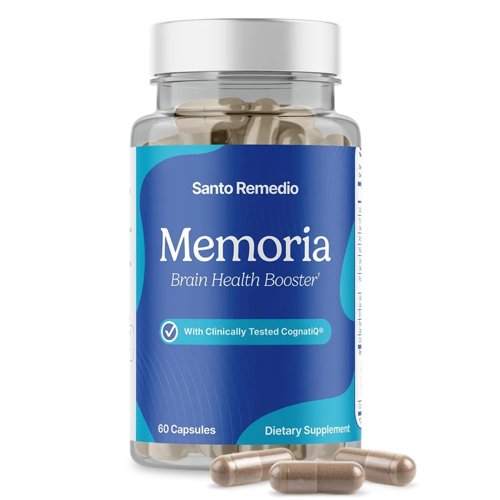 Santo Remedio Memoria, Brain Health Booster, aiuta a rafforzare le connessioni neurali, aiuta a migliorare l'attenzione, la memoria e la concentrazione, 30 Serve, senza glutine, non OGM
