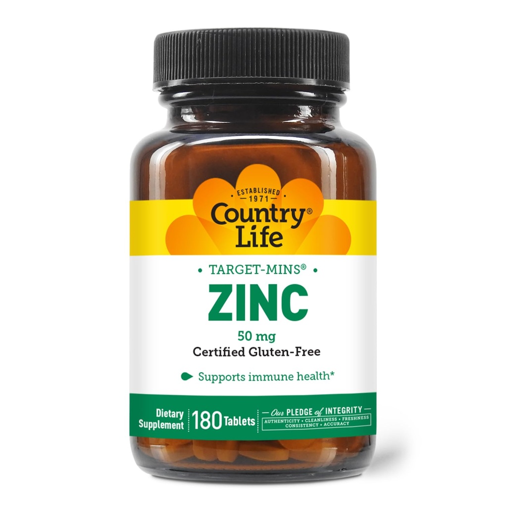 Country Life Target-Mins Zinc 50 mg 180 Compresse - Integratori di zinco per la salute immunitaria - Zinc 50mg - Supporto zinco