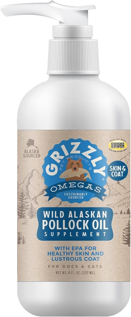 Grizzly Pet prodotti Pollock olio cane alimentazione supplemento, 32 oncia