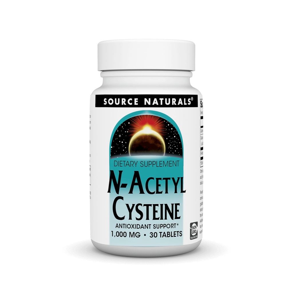 Fonte Naturals N-Acetyl Cysteine Antiossidante Supporto 1000 mg Integratore alimentare che supporta la salute respiratoria* - 30 compresse