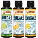 L'Omega 3 Fish Oil Liquid Supplemento 3-Flavor Variety Pack per gli uomini e le donne, EPA e DHA Grassty Acid, Include Key Lime Pie, Lemon Crème e Mango Peach Flavors, 8 oz