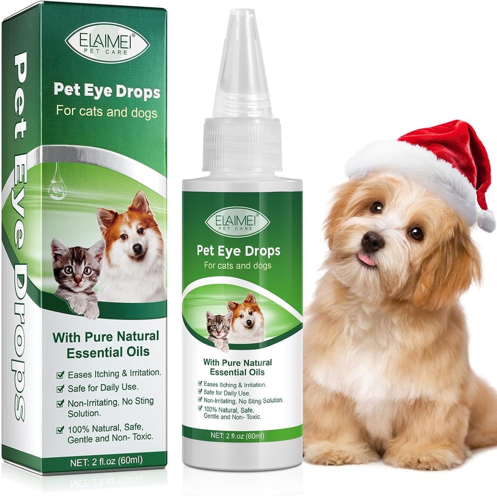 60ML Pet collirio per cani e gatti Alleviare gli occhi prurito & irritazione, occhi rosa & allergies sintomi Safe & Gentle Formula per tutti gli animali