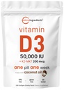 Micro ingredienti Vitamina D3 50,000 IU + K2 MK-7 200 mcg, 240 Softgels | Virgin Coconut Oil | 2-in-1 Bone, Immune & Heart Support | Facile da ingoiare, Non OGM