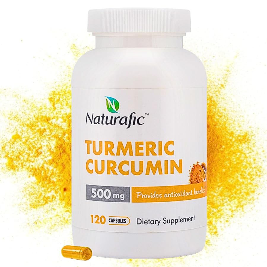 Curcumina di curcuma con capsule di Piperina - 500 mg per capsula, 120 conteggio - Supplemento con pepe nero per assorbimento potenziato Non OGM, senza glutine