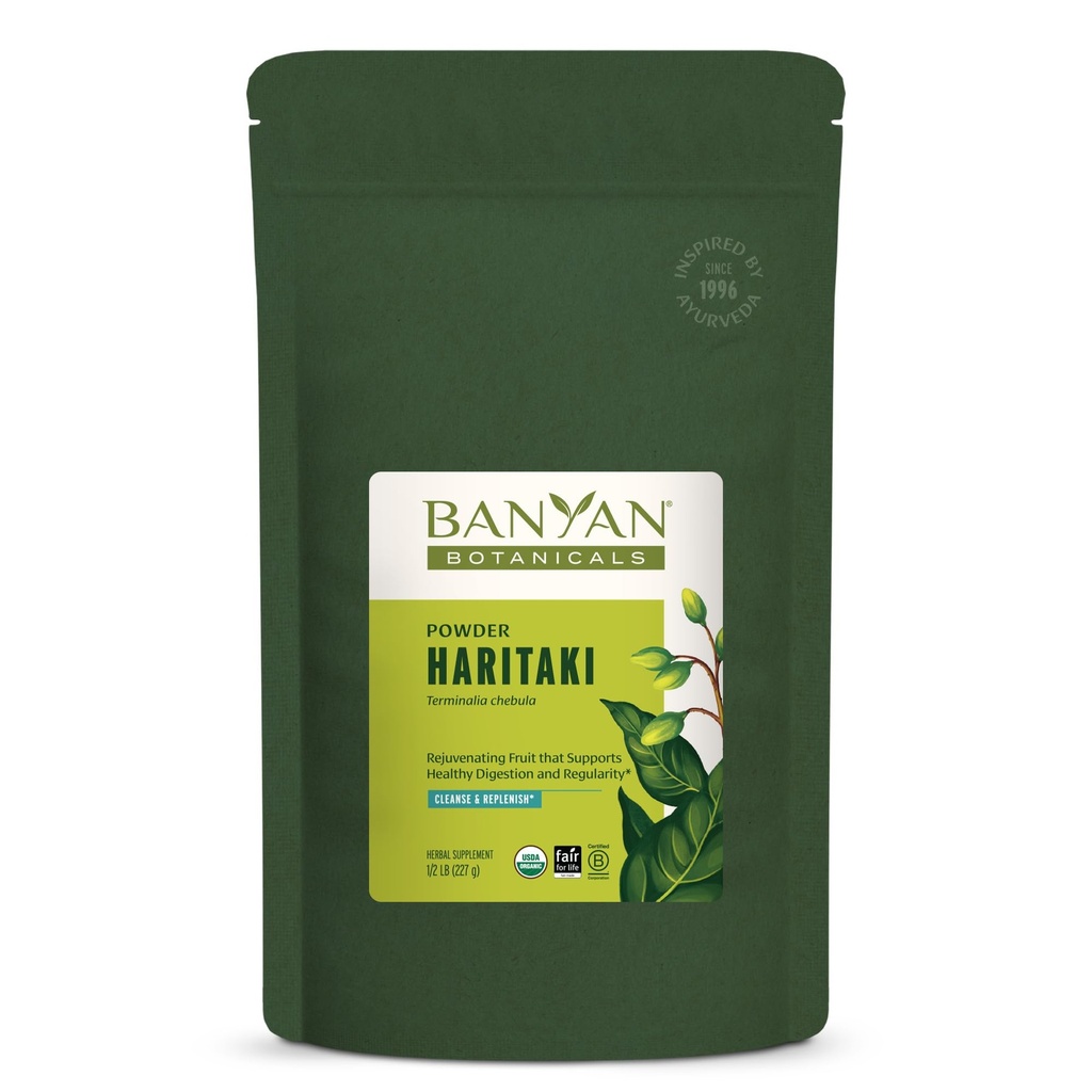 Banyan Botanicals Haritaki Powder - Certificata Organica, 1/2 Pound – Chebula Terminalia – per la Detossificazione e il ringiovanimento* – Organico, Vegan, Non OGM, Gluten Free, Certified Fair for Life Fair Trade