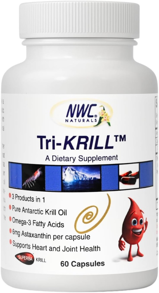 NWC Naturals Tri-Krill olio supplemento per gli uomini e le donne, Supporta la salute comune, la funzione del cervello, e il benessere generale con Astaxanthin