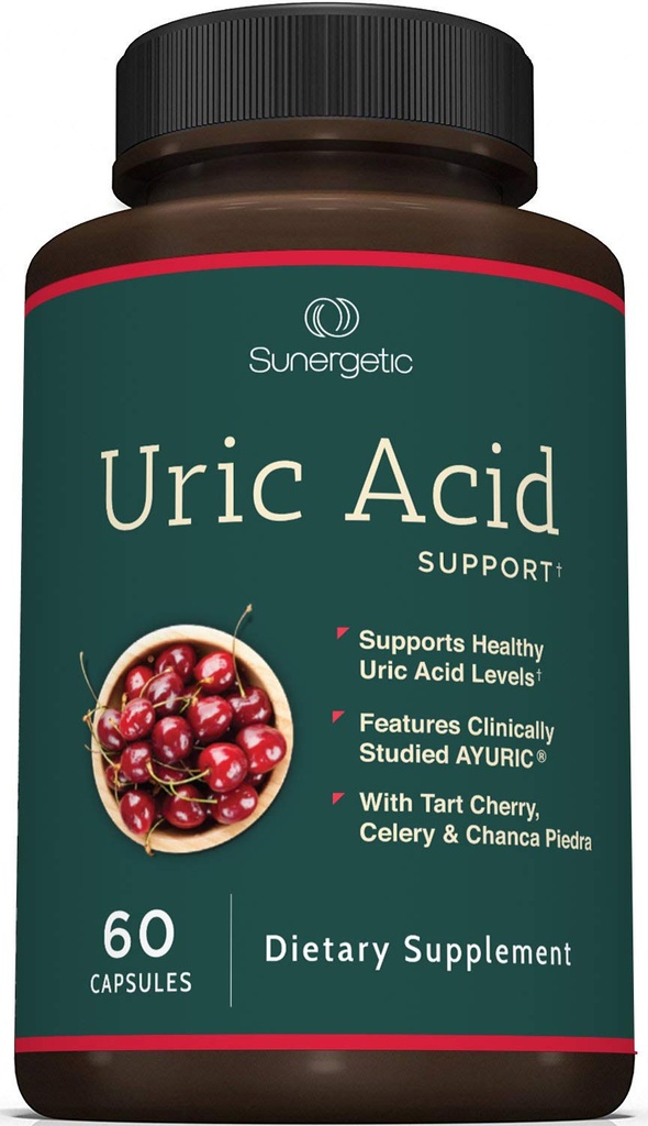Sunergetic Premium Uric Acid Support Supplemento – Uric Acid Cleanse & Kidney Support – Include Tart Cherry, Chanca Piedra, Celery Extract & Turmeric - 60 capsule