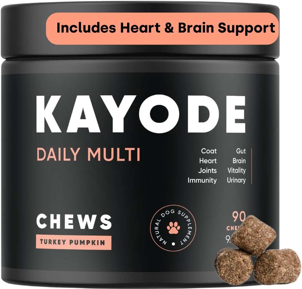 Kayode Daily Multi - Cane Multivitamin & Superfood Chew. Riempi Gaps Nutriente. Aiuta Giunti, Digestione, Cuore, Cervello, urinaria & More. Aggiungi Nutrients Dog Food Misses. Ottimo anche per i cuccioli.