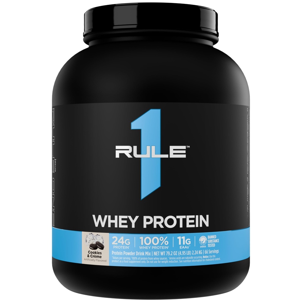 Regola 1 Whey Protein – 24g Proteine ad azione rapida da fonti all-Whey con EAA e BCAA per il recupero dell'allenamento o qualsiasi uso (5 Pounds*, Cookies & Crème)