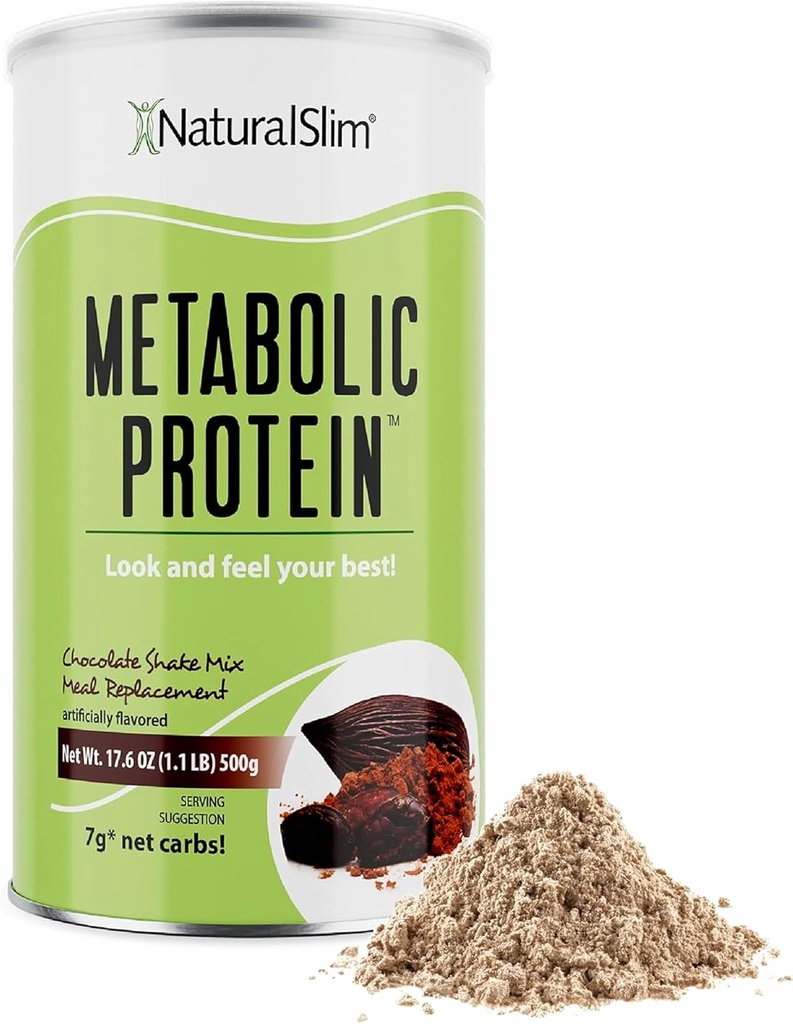 NaturalSlim Metabolic Whey Protein Powder Chocolate – Low Carb, Meal Sostituzione Shake w/Vitamins, Minerals & Amino Acid L-Glutamine | Great Taste and Very Filling Protein Shake, 10 Servings, 17.6oz