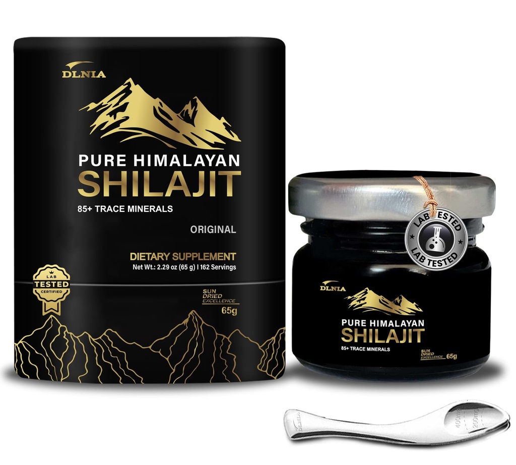 Shilajit Pure Himalayan Organic Shilajit Rein Supplemento- Oro+ Grado con 85+ Minerali Trace con 75% Acido Fulvico, Energy & Immune Support, Pure Shilajit per Uomini e Donne, 65g