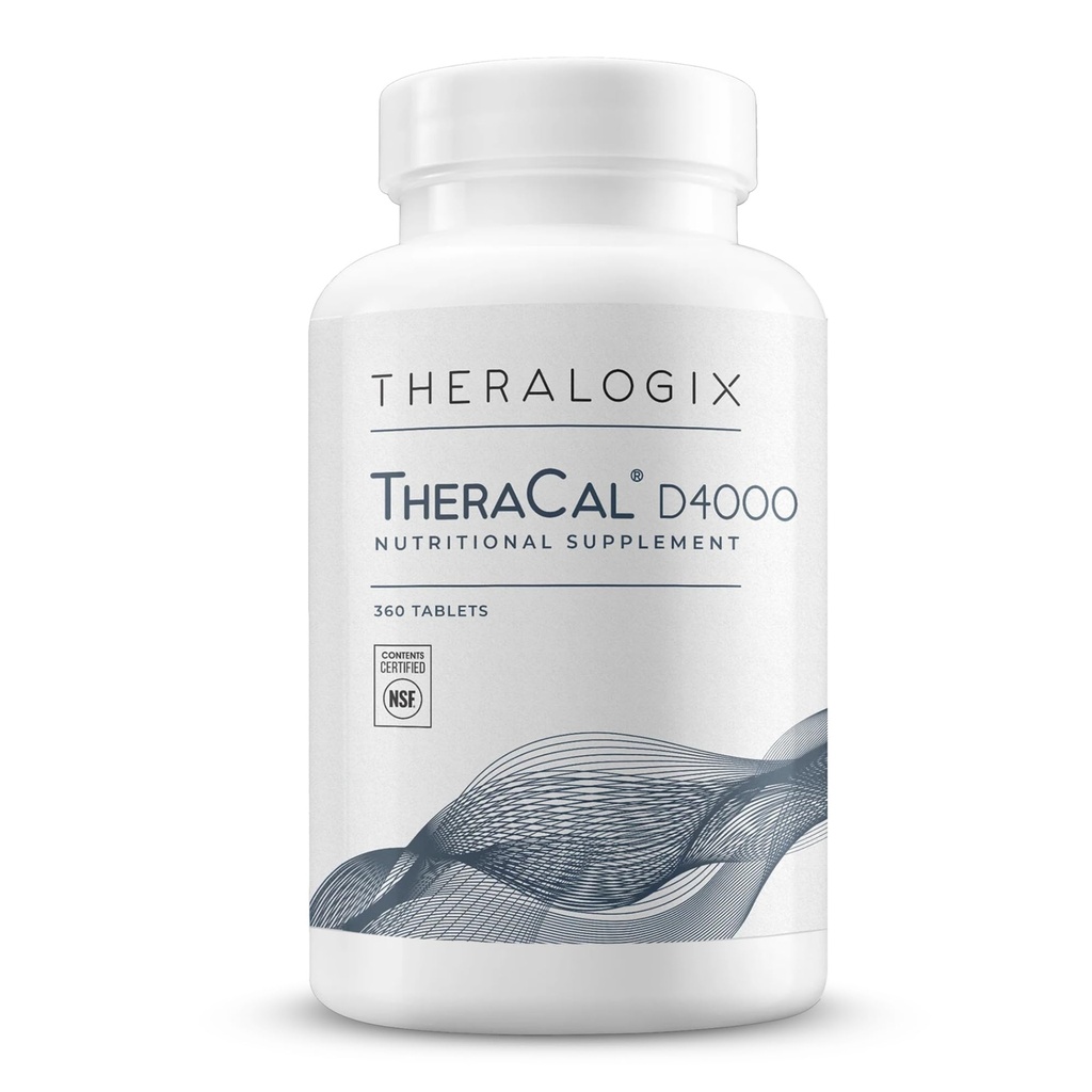 Theralogix TheraCal D4000 - Bone Health Support Supplemento con Calcio, Magnesio, Vitamina D3, Vitamina K2 & Boron* - Alimentazione 90-Day - Certificato NSF - 360 compresse