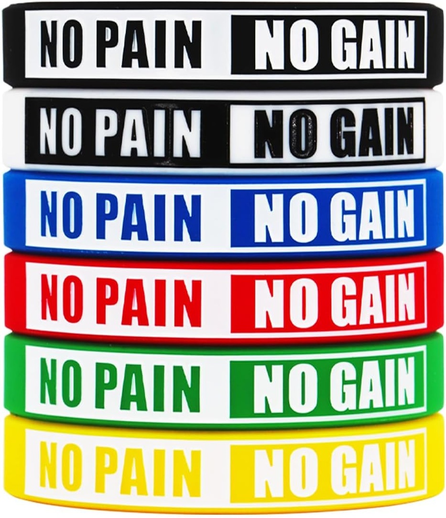 Nessun dolore No Gain Wristbands Motivational Bulk Inspirational Silicone Fitness Bracciali Stretch Unisex Sport Wristbands per adolescenti Uomini Donne