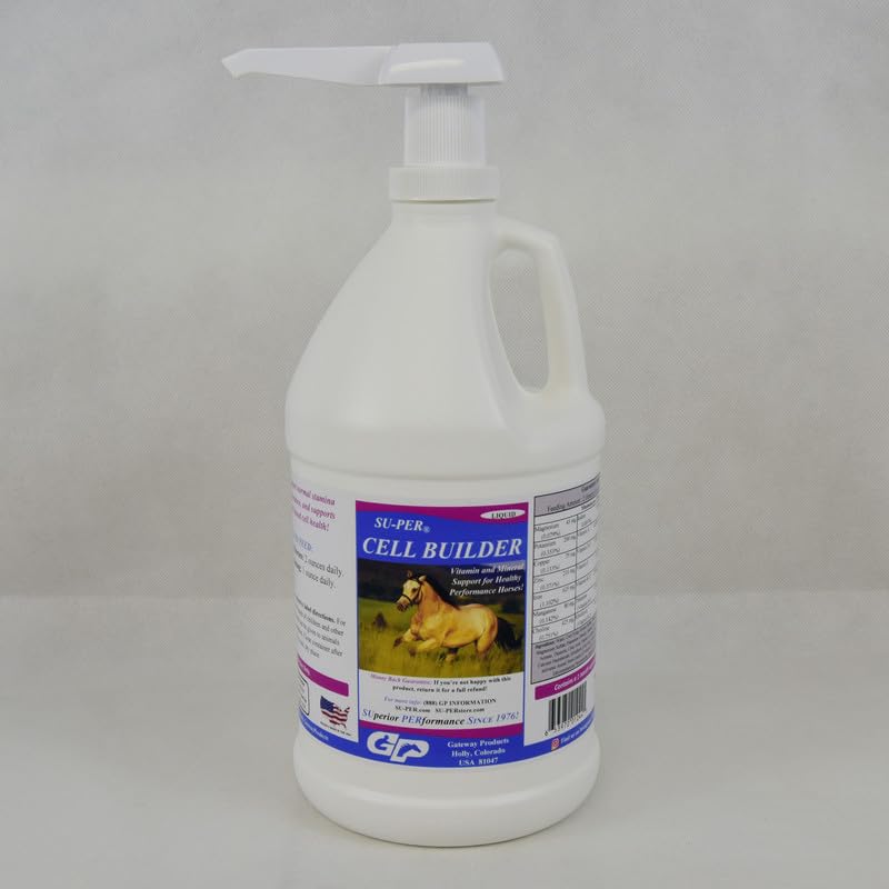 SU-PER Cell Builder cavallo supplemento - Alta vitamina di ferro minerale Equine sangue Costruttore liquido per cavalli di prestazione - 1/2 gallone + pompa