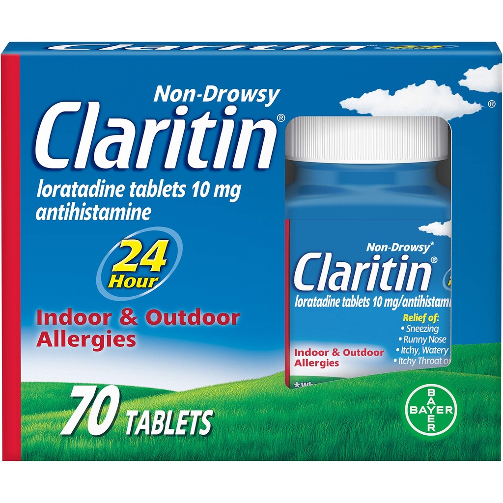 Claritin 24 ore Medicina dell'allergia, Rilievo dell'allergia della resistenza della prescrizione non sonnolenta, Tablet antistamina di Loratadina, 70 conte