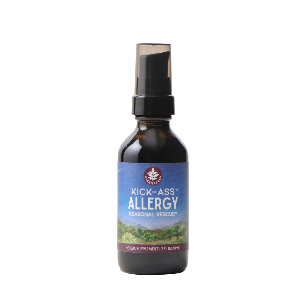 WishGarden Herbs Kick-Ass Allergy - Plant-Based non-Drowsy Herbal Allergy Supplement con Nettle Leaf, Echinacea, & Yerba Santa, Supports Healthy Histamine Response to Seasonal Irritants, 2oz