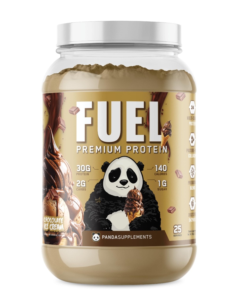 Bio Labs sotterranei Panda Fuel Premium Protein Whey, Collage idrolizzato,Casein,Probiotici, Enzimi, Keto Friendly, Rilasciare il tempo, 25 Serve (2,5 Pound, Gelato al cioccolato)