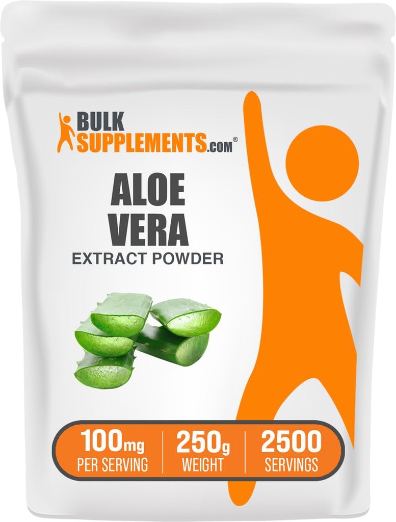 BulkSupplements.com Polvere di estratto di Aloe Vera - Supplemento di Aloe Vera, Supplemento di erbe - Vegan & Gluten Free, 100 mg per porzione, 250g (8.8 oz) (Pack di 1)