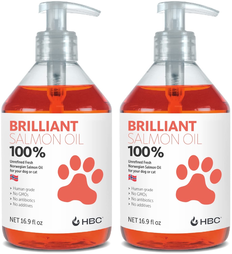 Olio di salmone per cani - Pelle sana & Cappotto, Natural Norwegian Omega 3 Fish Oil Food Supplement, EPA & DHA acidi grassi, Ideale per perdere, Allergia, prurito, pelle secca, Joint & Bone Salute - (2 x 16.9oz)