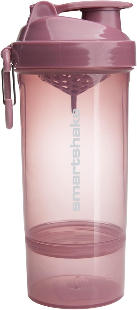 Smartshake O2GO ONE Plastic Protein Shaker Bottiglia 800 ml | 27 oz - Leakproof Screw-on Lid - BPA Free – Unisex - Deep Rose