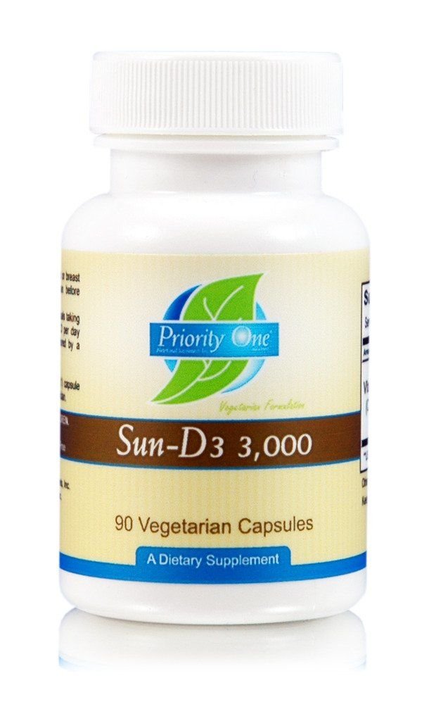 Priority One Vitamins Sun D3 3.000 90 capsule vegetariane - La forma più biodisponibile di vitamina D (cholecalciferol).*