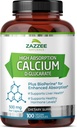 Zazzee ad alto assorbimento Calcio D-Glucarato, 500 mg per capsula, 3 mg BioPerine per assorbimento potenziato, 100 capsule vegane, Plus Broccoli 10:1 estratto, 100% Vegetariano, CDG, All-Natural e Non OGM