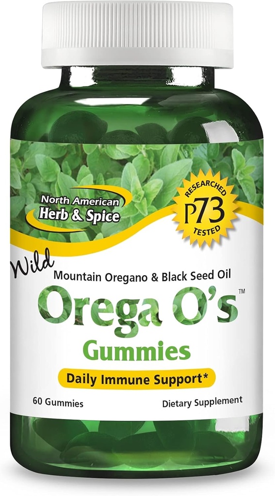 NORTH AMERICAN HERB & SPICE Orega O’s - 60 Gummies con Wild Mountain Oregano & Black Seed Oil - Non-GMO - 30 Serve