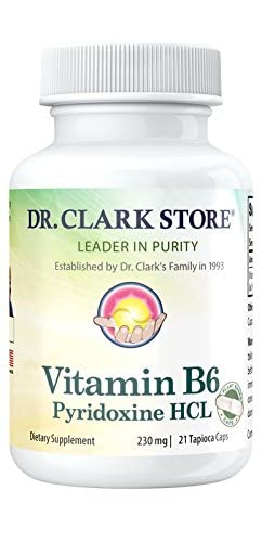 Dr. Clark vitamina B6 supplemento – 230 mg, 21 capsule Tapioca, Supporta il metabolismo energetico e la salute del sistema nervoso