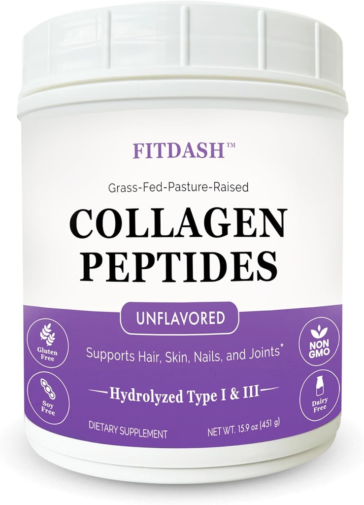 Peptidi di collagene idrolizzato polvere di collagene tipo I e III, supporta capelli, unghie e giunti. Non aromatizzato 41 Serve 15.9 Oz. Grass-Fed Pastured-Raised.