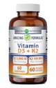 Stupefacente formula vitamina D3 5000 IU con vitamina K2 100 mcg | D3 + K2 supplemento complesso | Capsule vegetali | Non OGM | Gluten Free | Made in USA (60 Count)