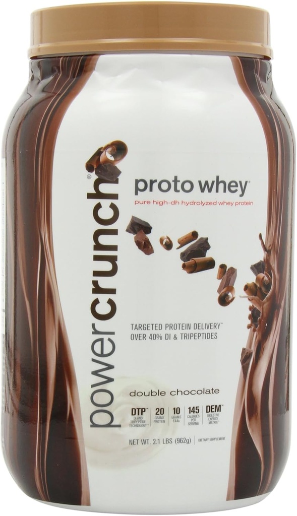 Polvere di proteine del siero del crunch di potere, con aminoacidi, le proteine si agita con gusto delizioso, doppio cioccolato, 2,1 LB